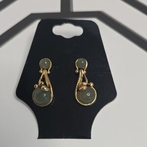Elegant Gold and Green Earrings